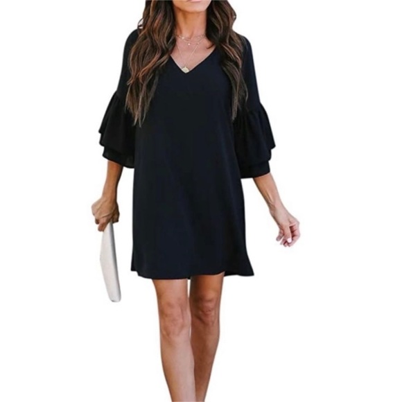 Source Unknown Dresses & Skirts - NEW Black Flowy Spring Wedding Formal Office Bohemian Cocktail Dress Medium